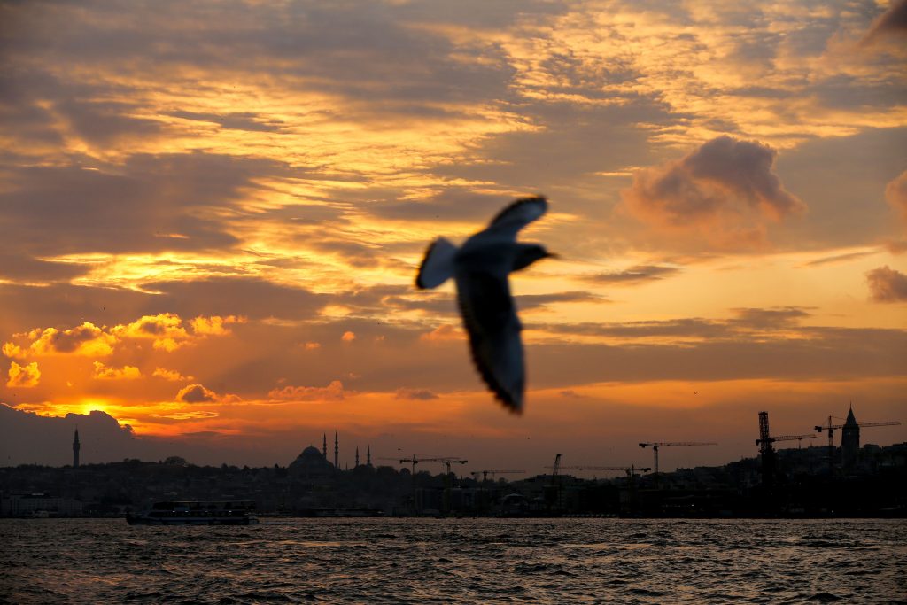 İstanbul Silüeti - Süleymaniye Camisi ve Beyazıt Kulesi Gün Batımı Fotoğrafları